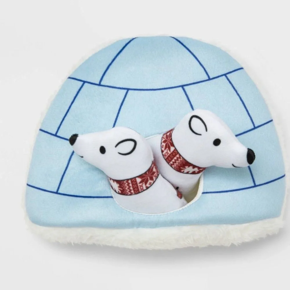 New Wondershop 3pc Polar Bear & Igloo Burrow Dog Toy Set 3pc
